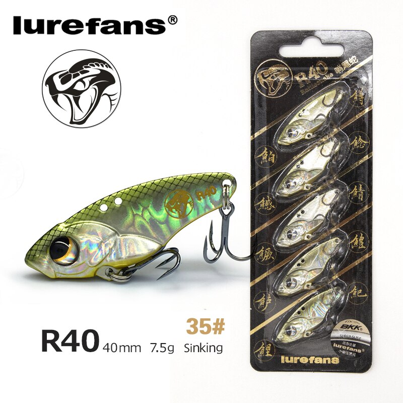Lurefans 5 Packs/Lot Full Swimming Layer VIB Rattlesnake Sinking Lure 35/40/45mm Artificial Catfish Bait Tackle Fishing Bait