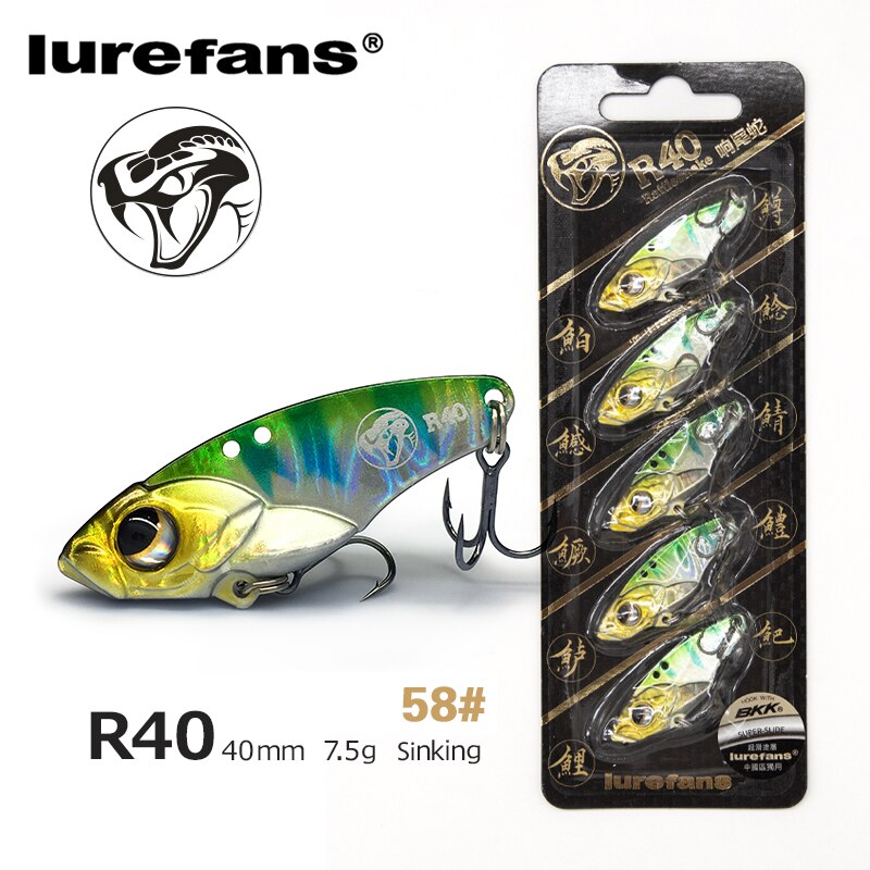 Lurefans 5 Packs/Lot Full Swimming Layer VIB Rattlesnake Sinking Lure 35/40/45mm Artificial Catfish Bait Tackle Fishing Bait