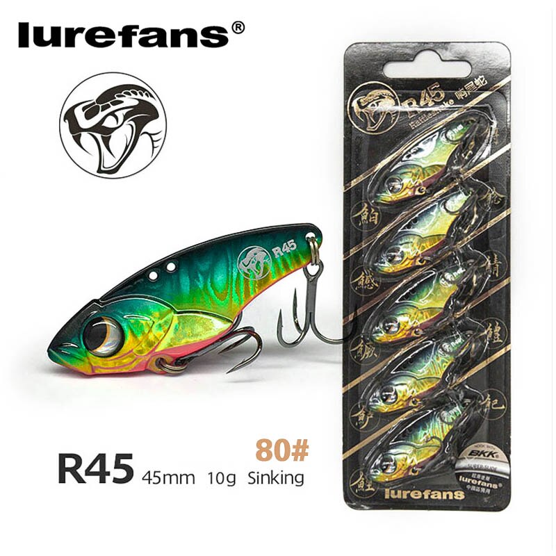 Lurefans 5 Packs/Lot Full Swimming Layer VIB Rattlesnake Sinking Lure 35/40/45mm Artificial Catfish Bait Tackle Fishing Bait