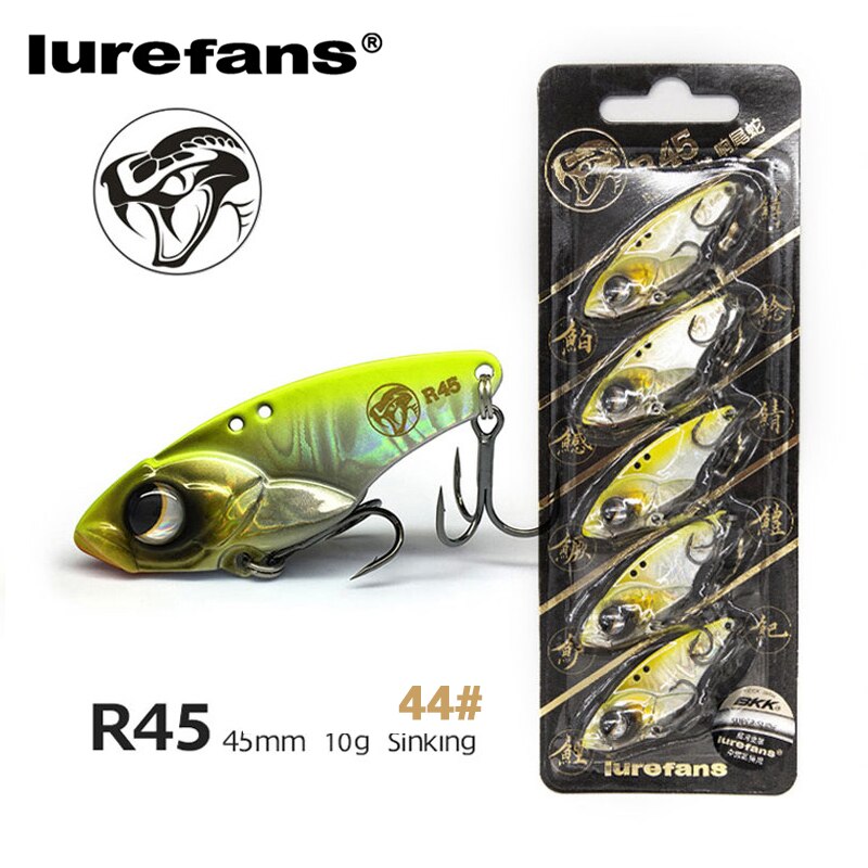 Lurefans 5 Packs/Lot Full Swimming Layer VIB Rattlesnake Sinking Lure 35/40/45mm Artificial Catfish Bait Tackle Fishing Bait