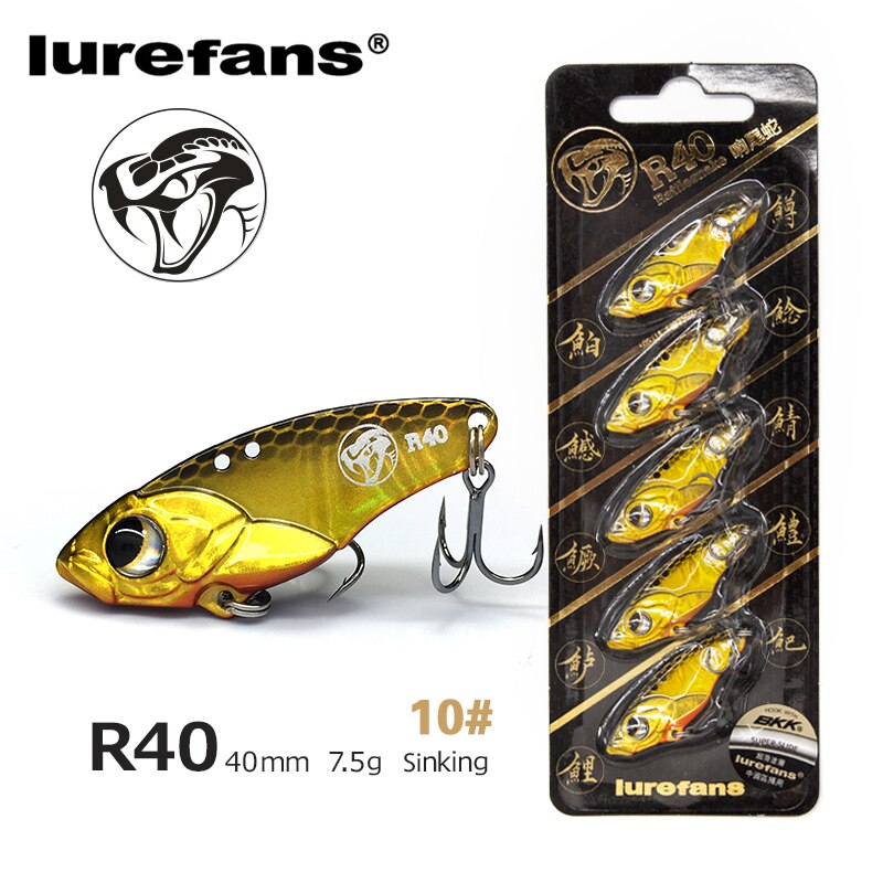 Lurefans 5 Packs/Lot Full Swimming Layer VIB Rattlesnake Sinking Lure 35/40/45mm Artificial Catfish Bait Tackle Fishing Bait