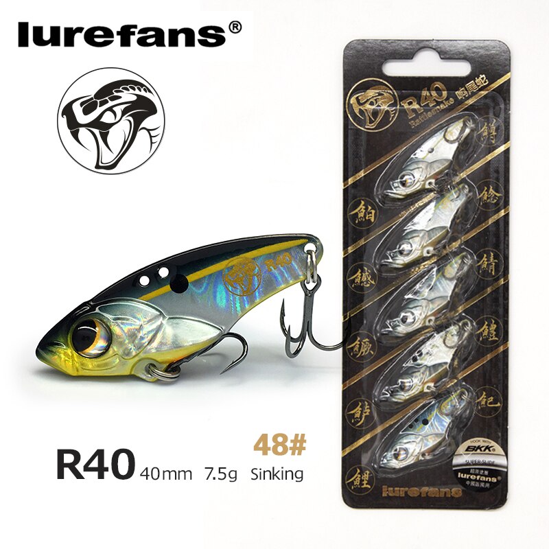 Lurefans 5 Packs/Lot Full Swimming Layer VIB Rattlesnake Sinking Lure 35/40/45mm Artificial Catfish Bait Tackle Fishing Bait