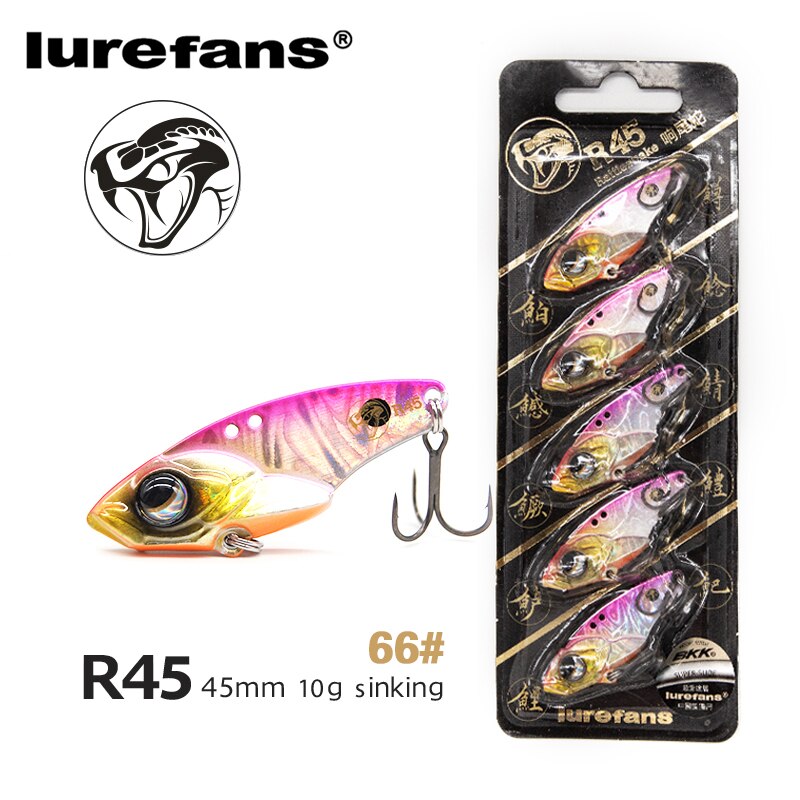 Lurefans 5 Packs/Lot Full Swimming Layer VIB Rattlesnake Sinking Lure 35/40/45mm Artificial Catfish Bait Tackle Fishing Bait