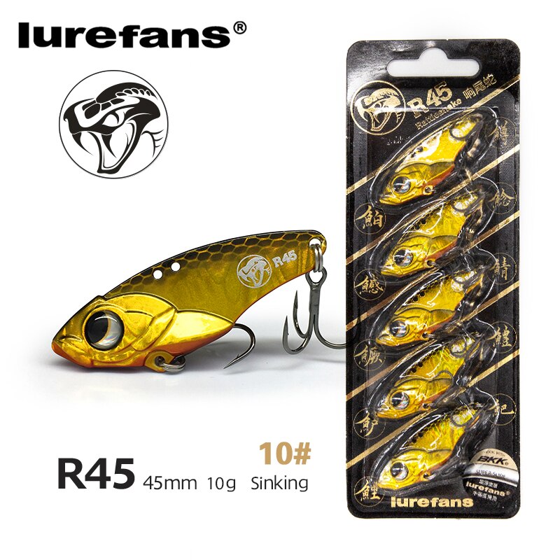 Lurefans 5 Packs/Lot Full Swimming Layer VIB Rattlesnake Sinking Lure 35/40/45mm Artificial Catfish Bait Tackle Fishing Bait