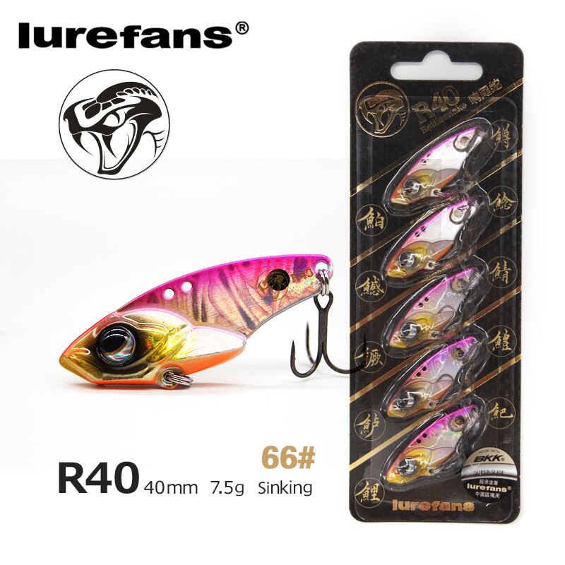 Lurefans 5 Packs/Lot Full Swimming Layer VIB Rattlesnake Sinking Lure 35/40/45mm Artificial Catfish Bait Tackle Fishing Bait