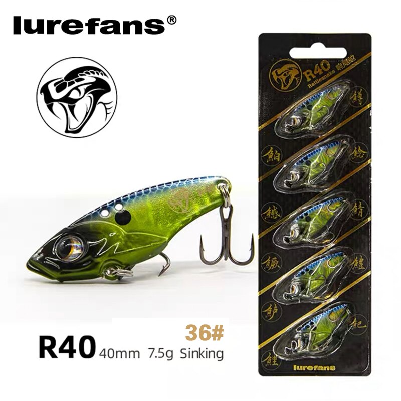 Lurefans 5 Packs/Lot Full Swimming Layer VIB Rattlesnake Sinking Lure 35/40/45mm Artificial Catfish Bait Tackle Fishing Bait