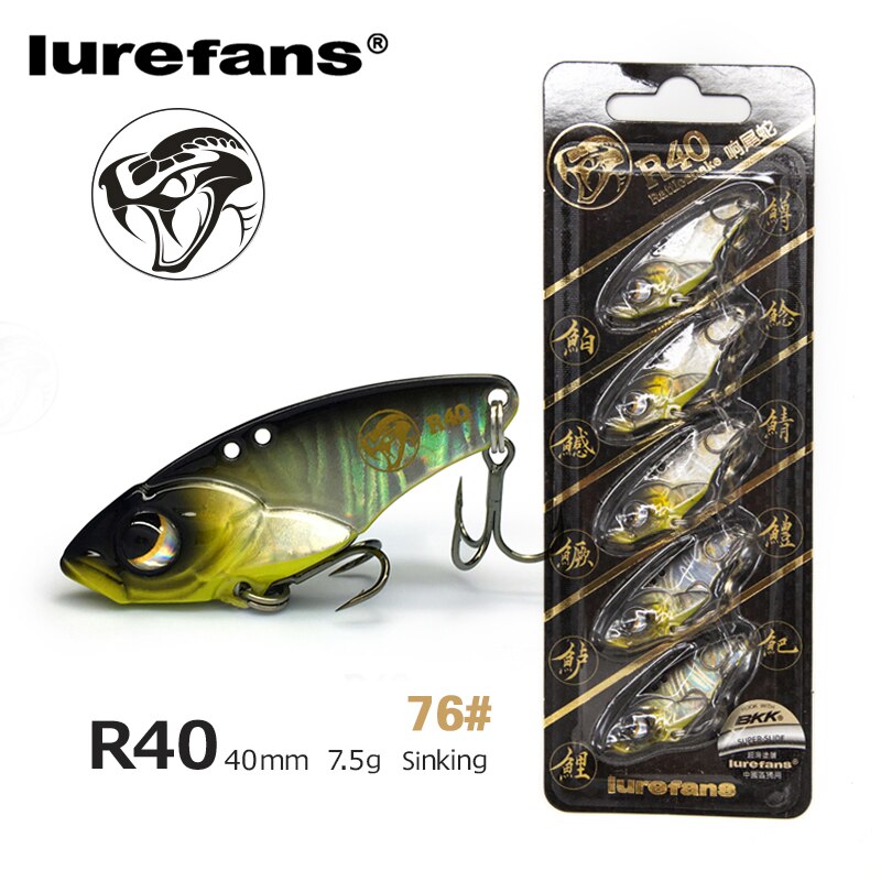 Lurefans 5 Packs/Lot Full Swimming Layer VIB Rattlesnake Sinking Lure 35/40/45mm Artificial Catfish Bait Tackle Fishing Bait