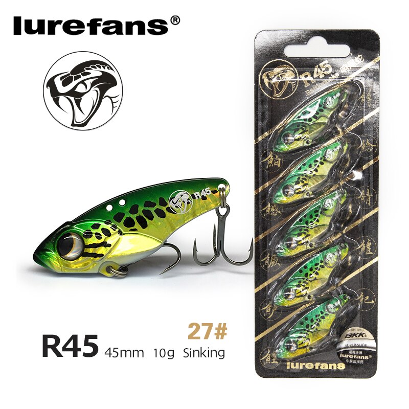 Lurefans 5 Packs/Lot Full Swimming Layer VIB Rattlesnake Sinking Lure 35/40/45mm Artificial Catfish Bait Tackle Fishing Bait