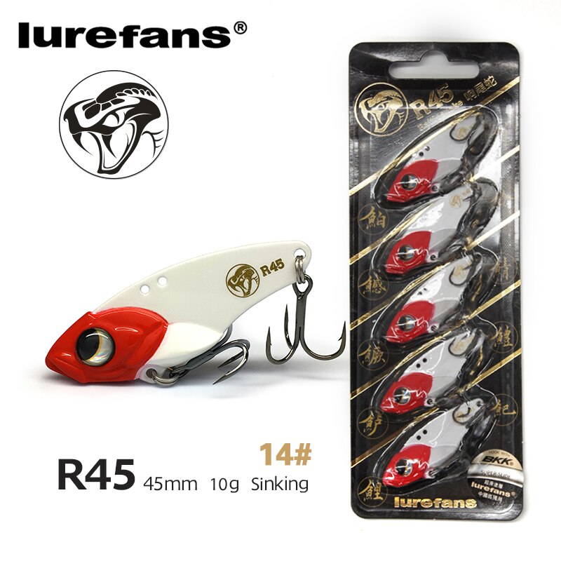 Lurefans 5 Packs/Lot Full Swimming Layer VIB Rattlesnake Sinking Lure 35/40/45mm Artificial Catfish Bait Tackle Fishing Bait