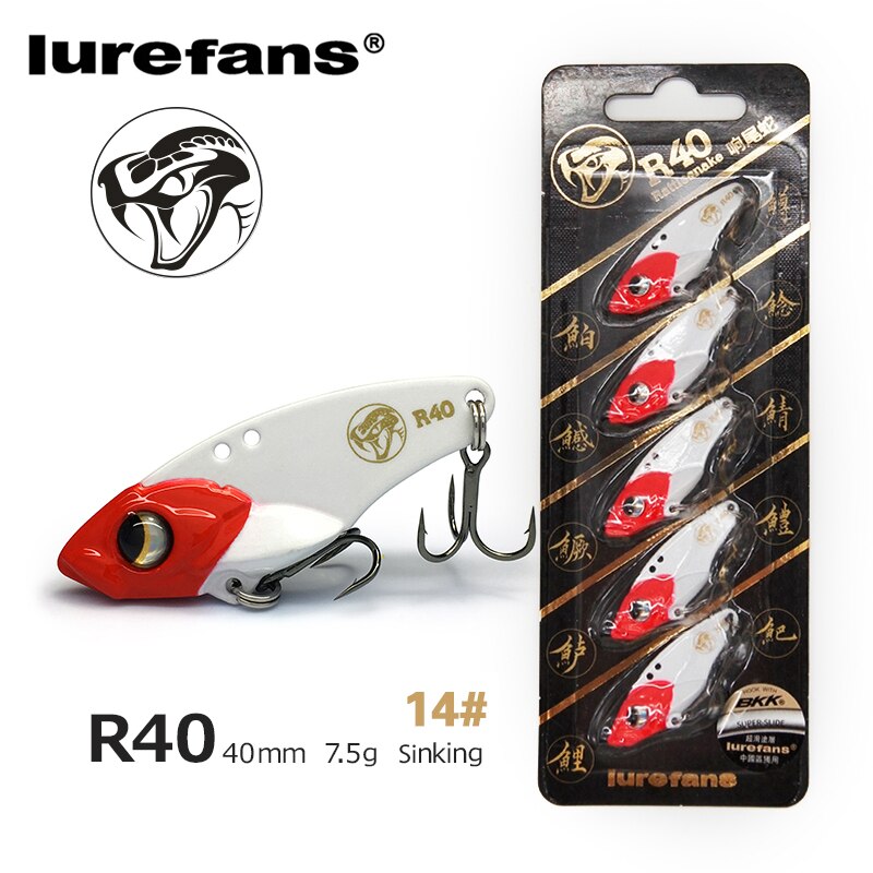 Lurefans 5 Packs/Lot Full Swimming Layer VIB Rattlesnake Sinking Lure 35/40/45mm Artificial Catfish Bait Tackle Fishing Bait