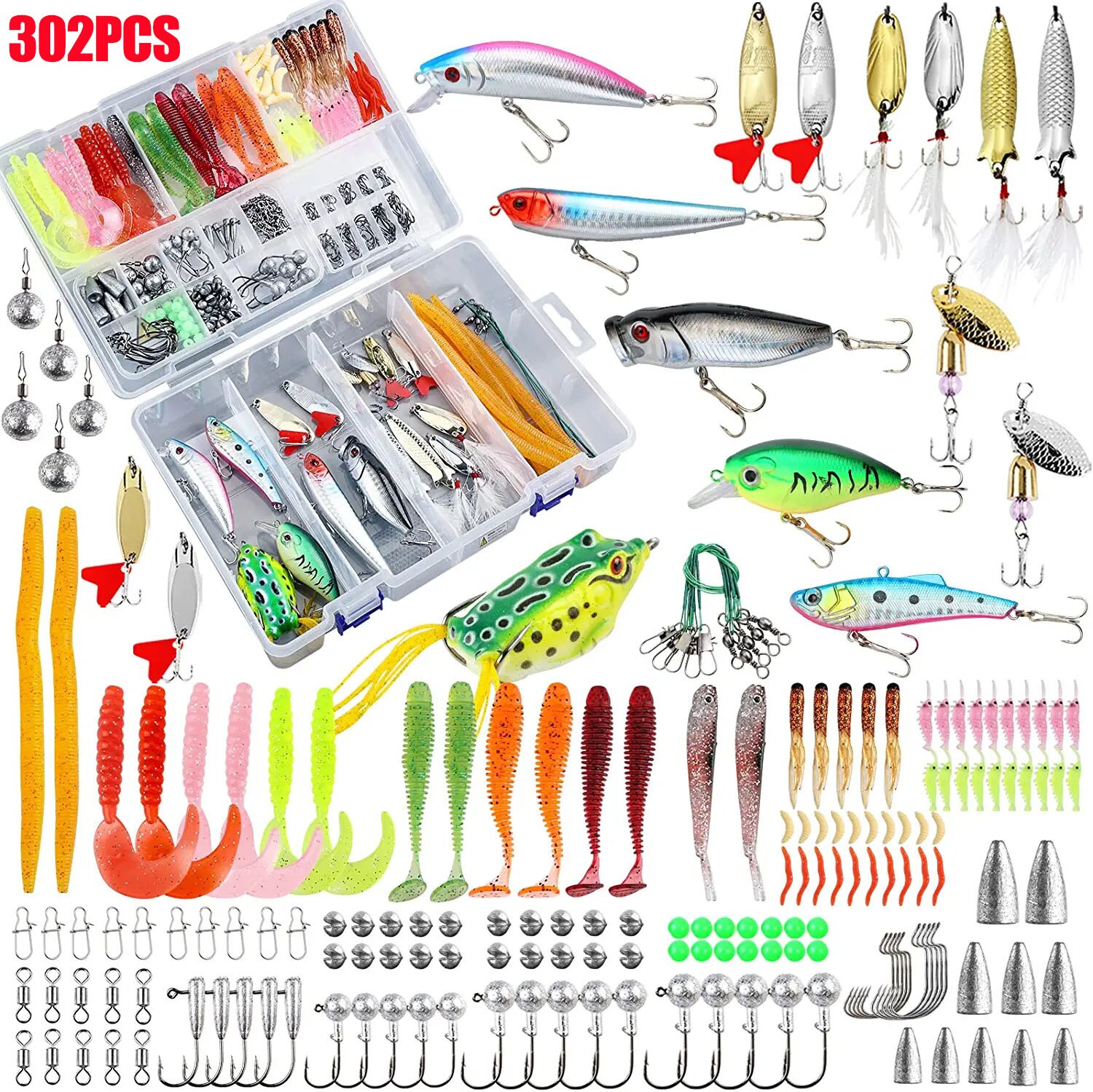 302PCS Fishing Lure Set Kit Soft Hard Tackle Artificial Baits Bionic Bass Carp Trout Minnow Fish Popper Crank Lures for Fishing 302PCS Fishing Lure Set Kit Soft Hard Tackle Artificial Baits Bionic Bass Carp Trout Minnow Fish Popper Crank Lures for Fishing