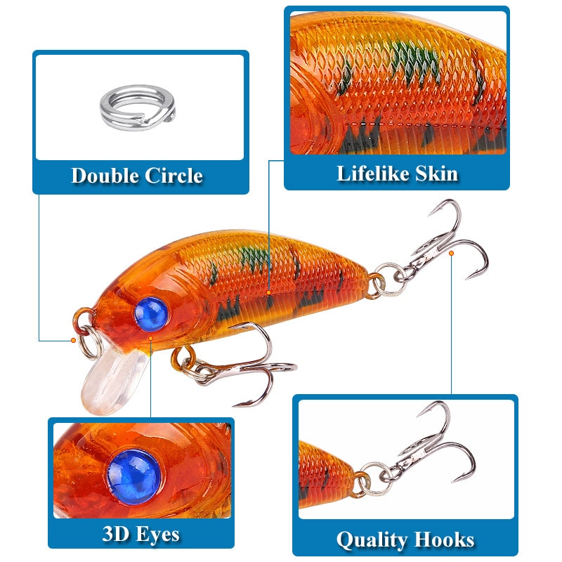 Fishing Lure Tackle Kit Set Hard Bait Artificial Rotating Floating Fishing Minnow Crankbait Wobblers Spinner Sinking Hooks Lures