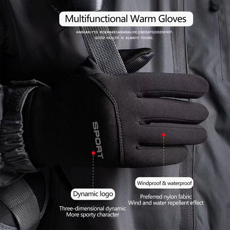 Winter Keep Warm Gloves Men Touchscreen Waterproof Windproof Snowboard Motorcycle Riding Driving Unisex Water-Repellent Gloves