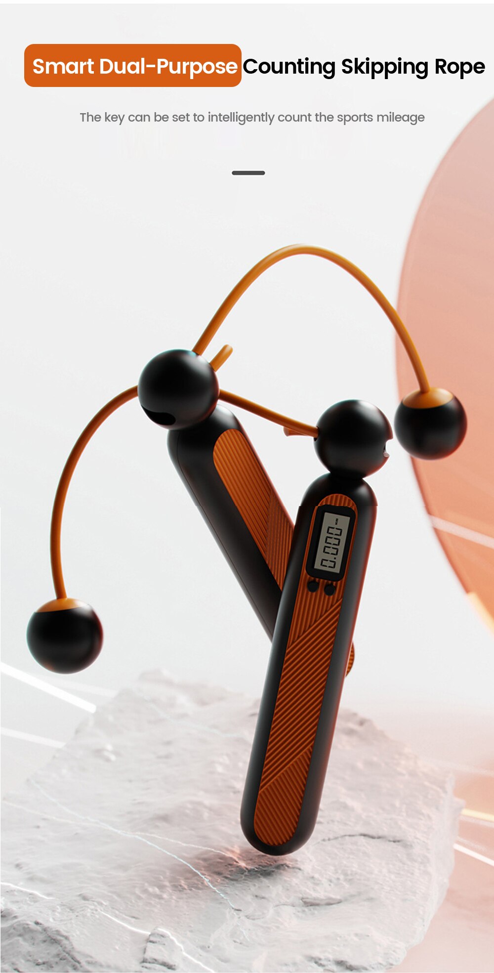 Electronic Counting Wireless Skipping Rope Speed Long Rope Jump Ropes Anti-Slip Handle for Boxing Training Fitness Equipment