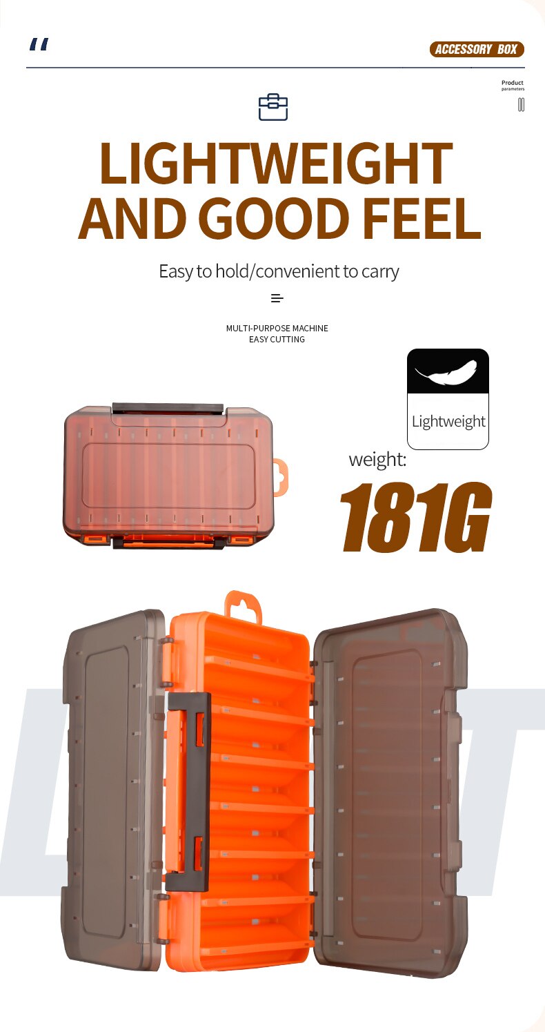 Fishing Tackle Double-Sided Storage Box 14 Compartments Fishing Accessories Lure Hook Storage Case Fishing Tool Organizer Boxes