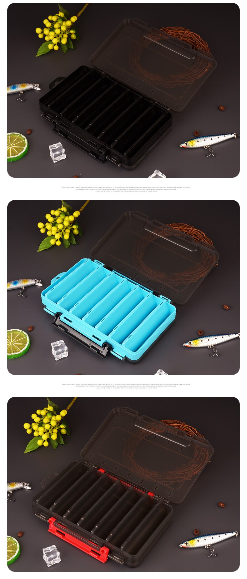 Fishing Tackle Double-Sided Storage Box 14 Compartments Fishing Accessories Lure Hook Storage Case Fishing Tool Organizer Boxes