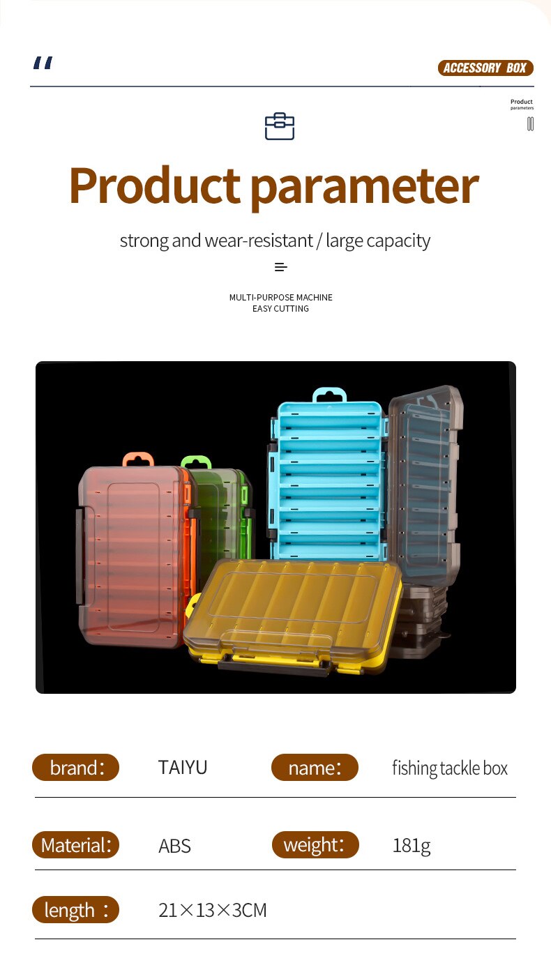 Fishing Tackle Double-Sided Storage Box 14 Compartments Fishing Accessories Lure Hook Storage Case Fishing Tool Organizer Boxes