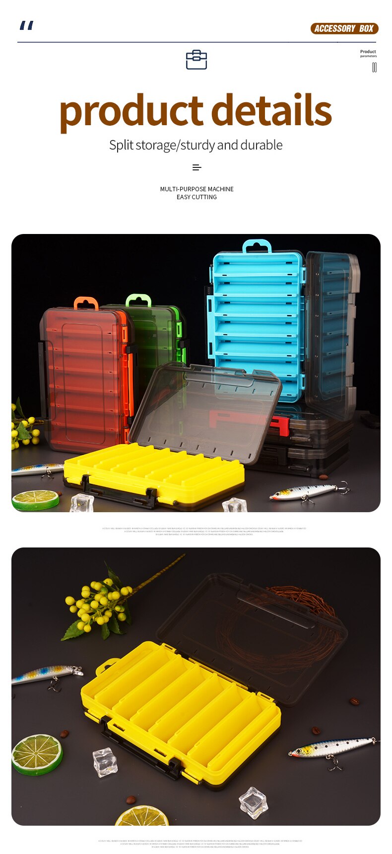 Fishing Tackle Double-Sided Storage Box 14 Compartments Fishing Accessories Lure Hook Storage Case Fishing Tool Organizer Boxes