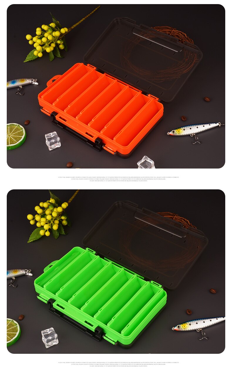 Fishing Tackle Double-Sided Storage Box 14 Compartments Fishing Accessories Lure Hook Storage Case Fishing Tool Organizer Boxes