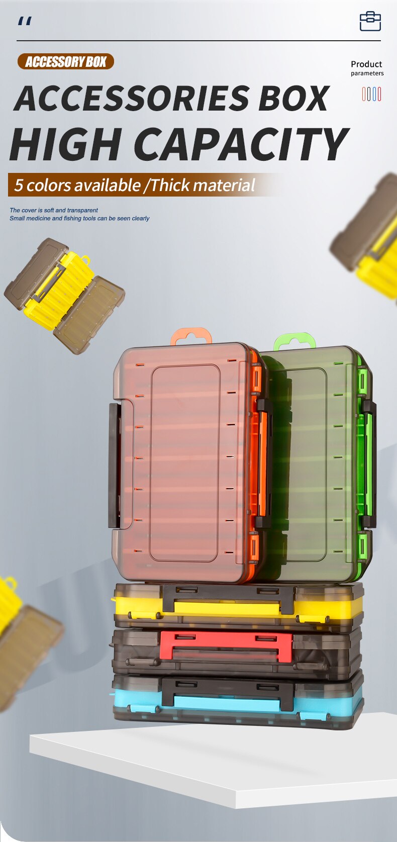 Fishing Tackle Double-Sided Storage Box 14 Compartments Fishing Accessories Lure Hook Storage Case Fishing Tool Organizer Boxes