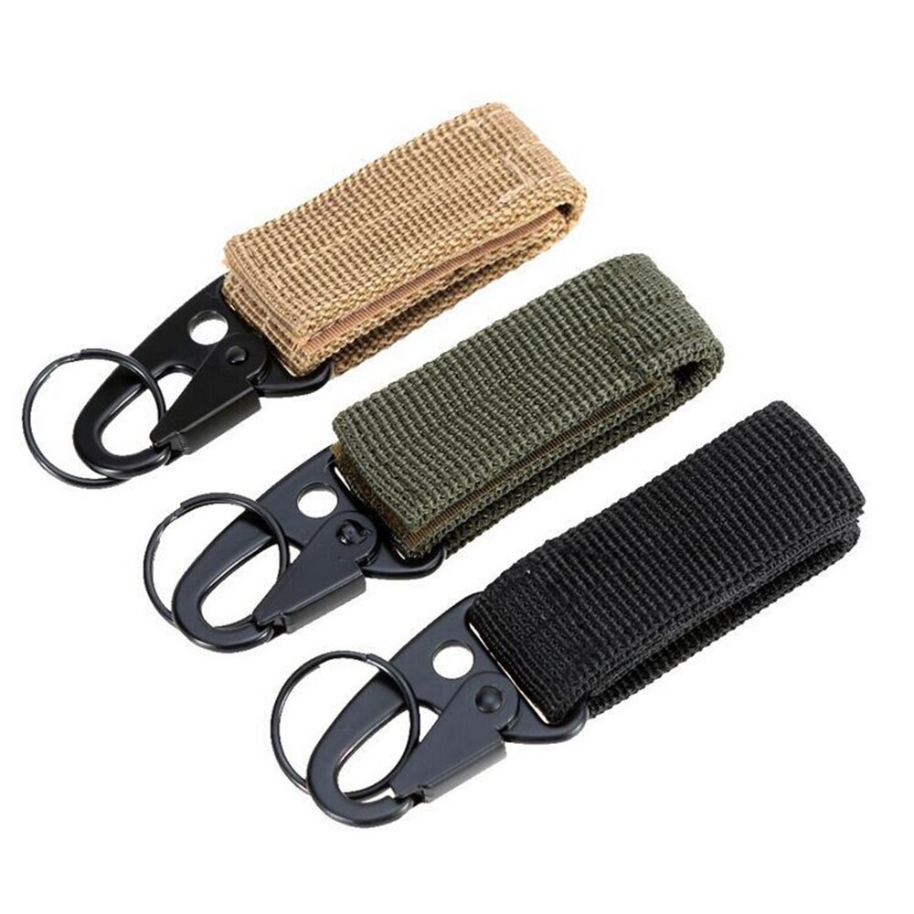 Outdoor Camping Carabiner Nylon Hook & Loop Belt Key Holder Black Metal Hook Buckle for Sport Hiking Backpack Climbing Accessory Outdoor Camping Carabiner Nylon Hook & Loop Belt Key Holder Black Metal Hook Buckle for Sport Hiking Backpack Climbing Accessory