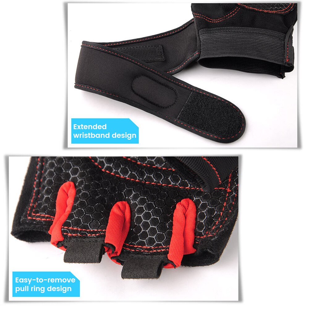 1 Pair Gel Cycling Men Women Half Finger Gloves Anti-Slip Anti-Sweat Breathable Anti-Shock Sports Gloves Bike Bicycle Gloves