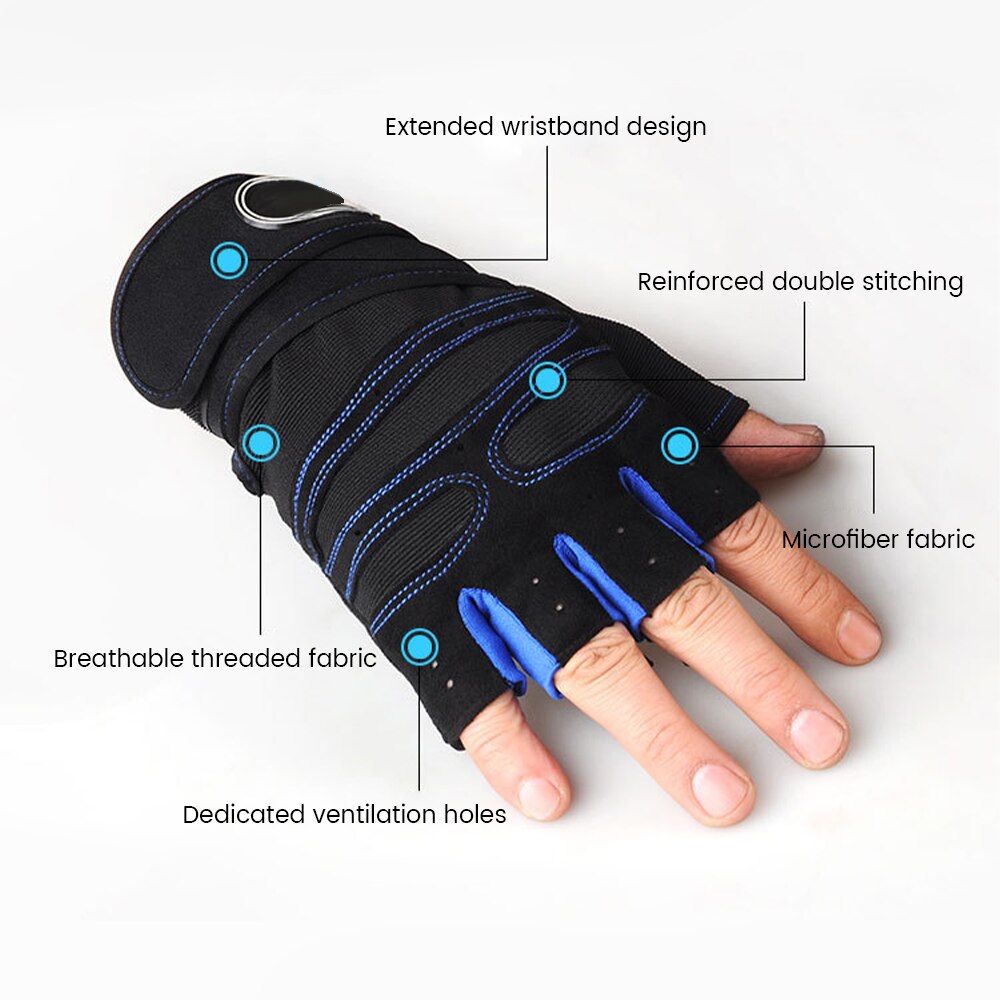 1 Pair Gel Cycling Men Women Half Finger Gloves Anti-Slip Anti-Sweat Breathable Anti-Shock Sports Gloves Bike Bicycle Gloves