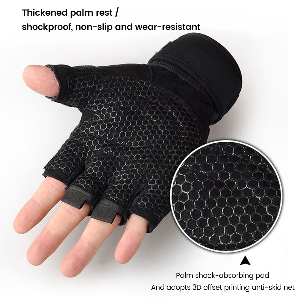 1 Pair Gel Cycling Men Women Half Finger Gloves Anti-Slip Anti-Sweat Breathable Anti-Shock Sports Gloves Bike Bicycle Gloves