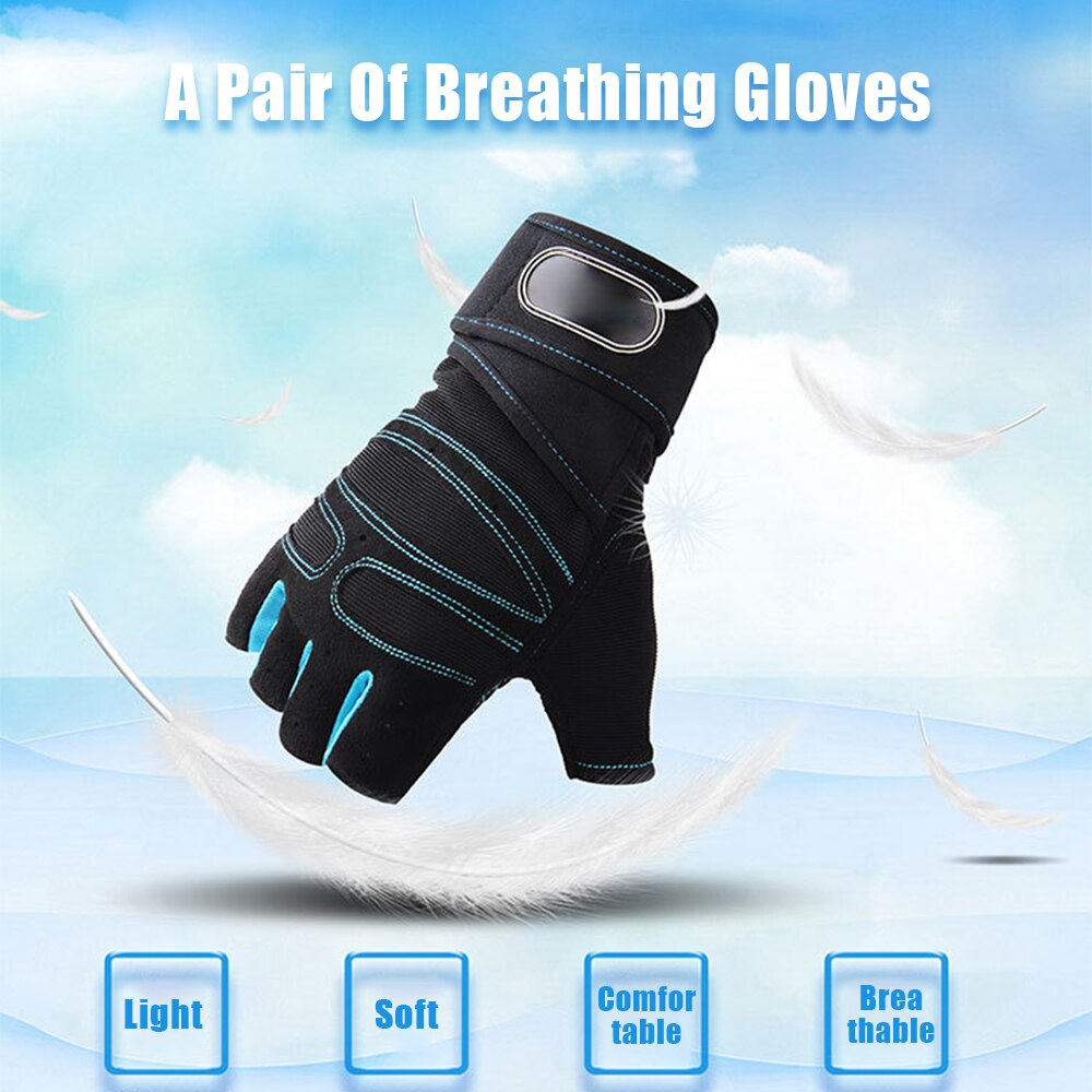 1 Pair Gel Cycling Men Women Half Finger Gloves Anti-Slip Anti-Sweat Breathable Anti-Shock Sports Gloves Bike Bicycle Gloves