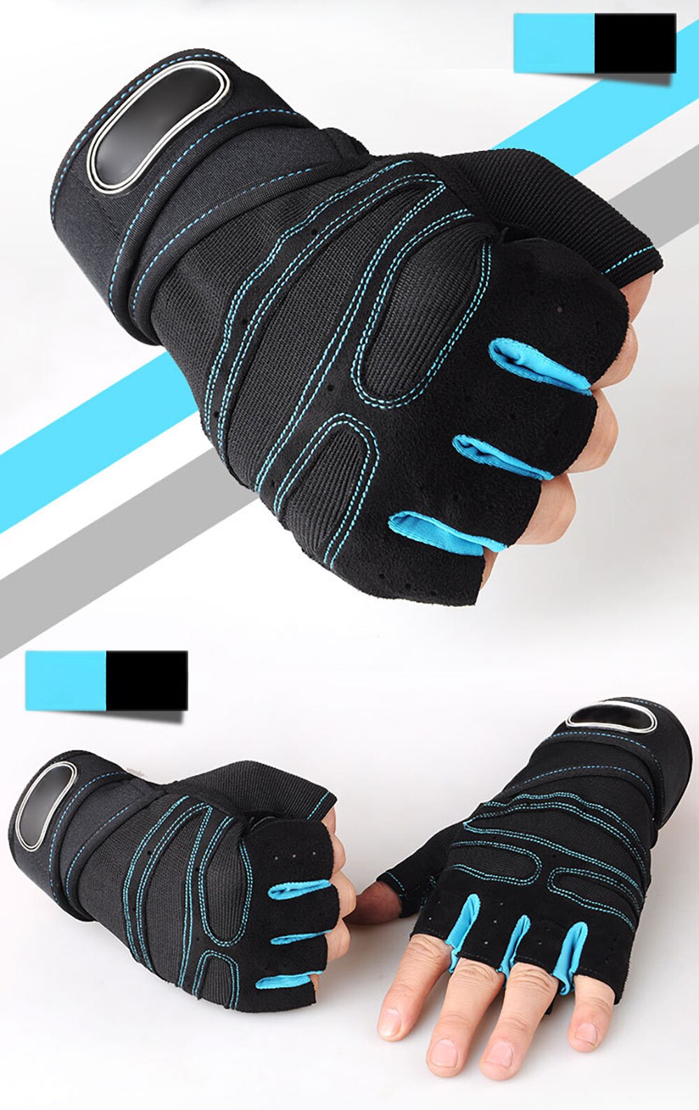 1 Pair Gel Cycling Men Women Half Finger Gloves Anti-Slip Anti-Sweat Breathable Anti-Shock Sports Gloves Bike Bicycle Gloves