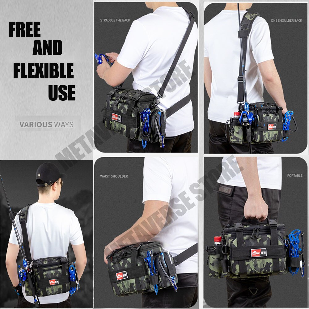 Multifunction Camouflage Fishing Tackle Bag Crossbody Waist Fish Pack Man Fishing Backpacks Storage Fish Lures Gear Rod Reel Box Multifunction Camouflage Fishing Tackle Bag Crossbody Waist Fish Pack Man Fishing Backpacks Storage Fish Lures Gear Rod Reel Box