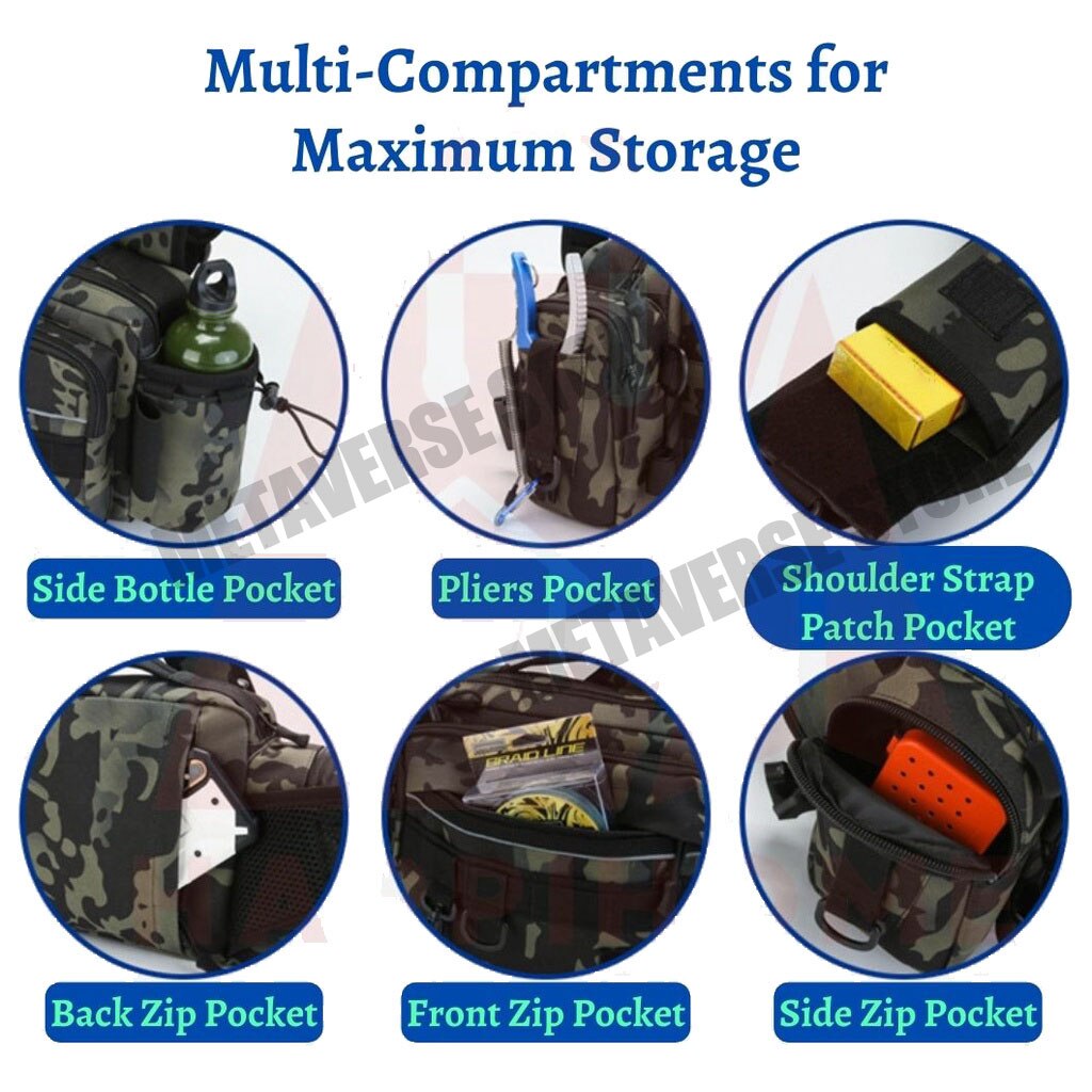 Multifunction Camouflage Fishing Tackle Bag Crossbody Waist Fish Pack Man Fishing Backpacks Storage Fish Lures Gear Rod Reel Box Multifunction Camouflage Fishing Tackle Bag Crossbody Waist Fish Pack Man Fishing Backpacks Storage Fish Lures Gear Rod Reel Box