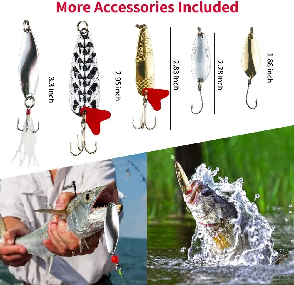 78Pcs Fishing Lure Tackle Set Box Soft Hard Silicone Crankbait Sinking Spinner Artificial Winter Fishing Baits Hooks Accessories
