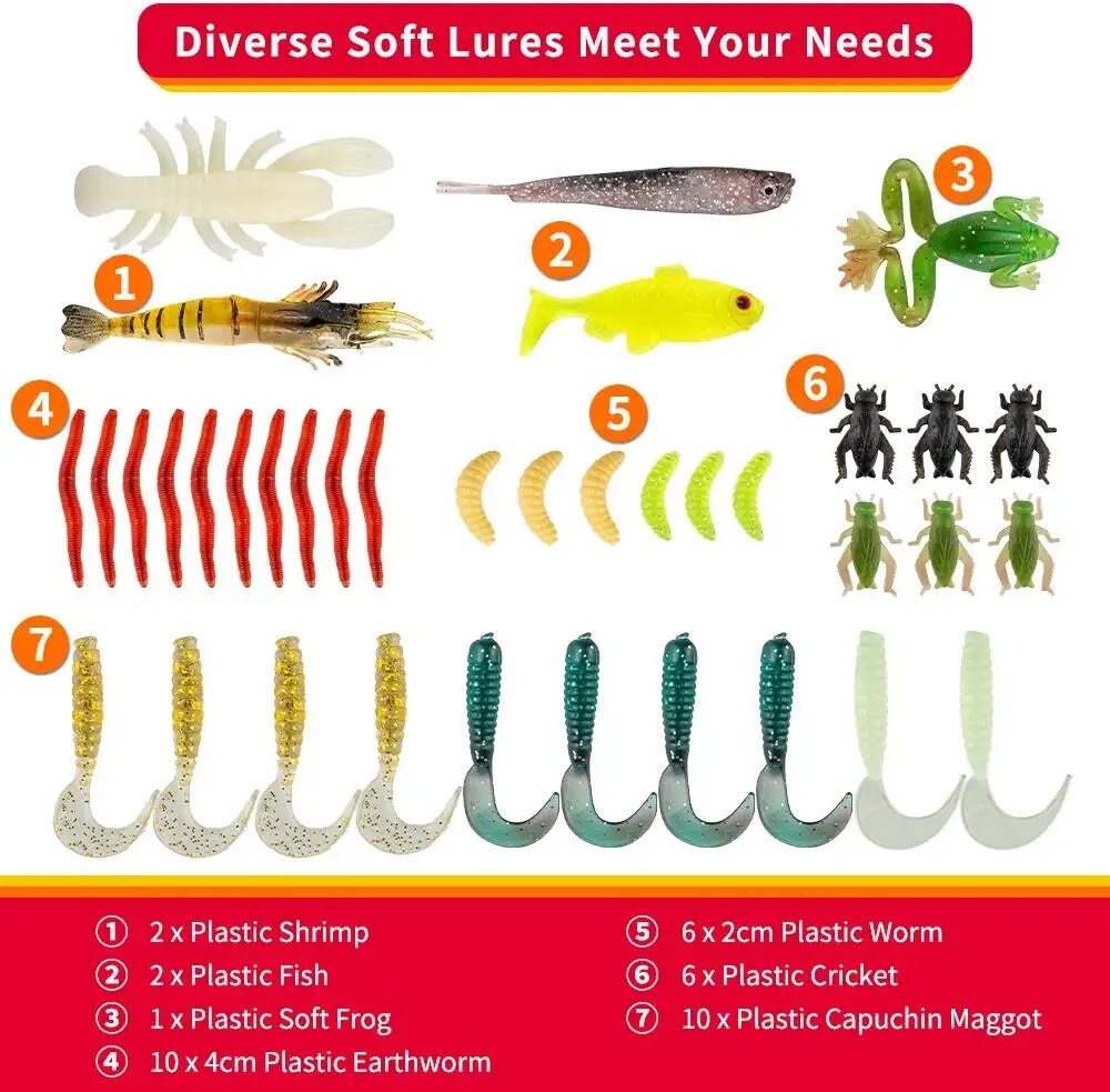 78Pcs Fishing Lure Tackle Set Box Soft Hard Silicone Crankbait Sinking Spinner Artificial Winter Fishing Baits Hooks Accessories