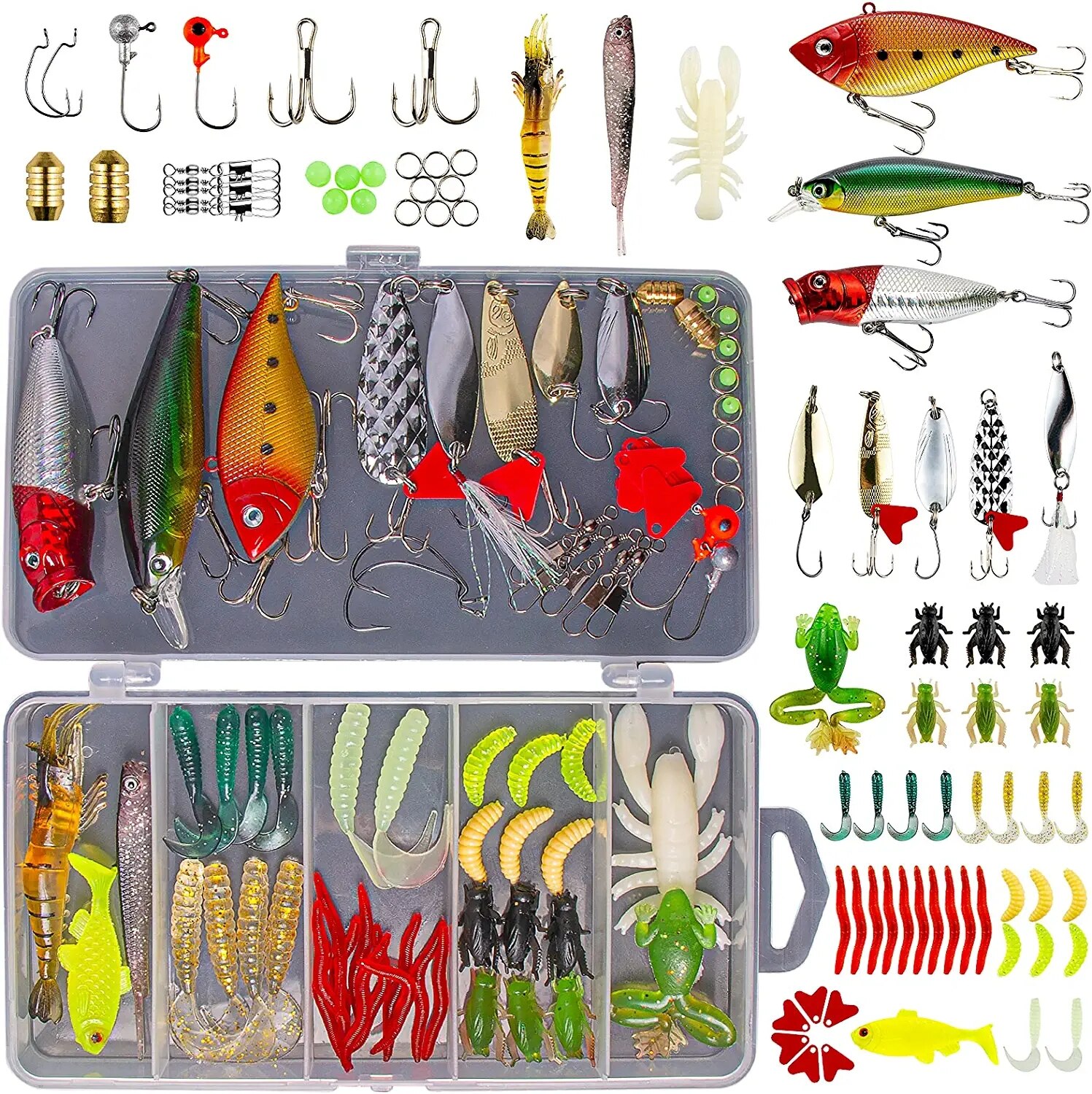 78Pcs Fishing Lure Tackle Set Box Soft Hard Silicone Crankbait Sinking Spinner Artificial Winter Fishing Baits Hooks Accessories