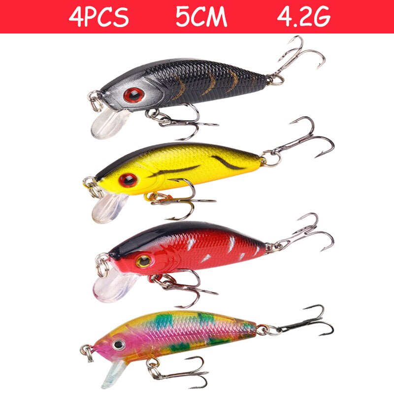 4Pcs Artificial Bait Fishing Lure Kit Hard Fake Sea Carp 50Mm 4.2G Luya Fishing Freshwater All for Fishing Gear Fish Accessorie