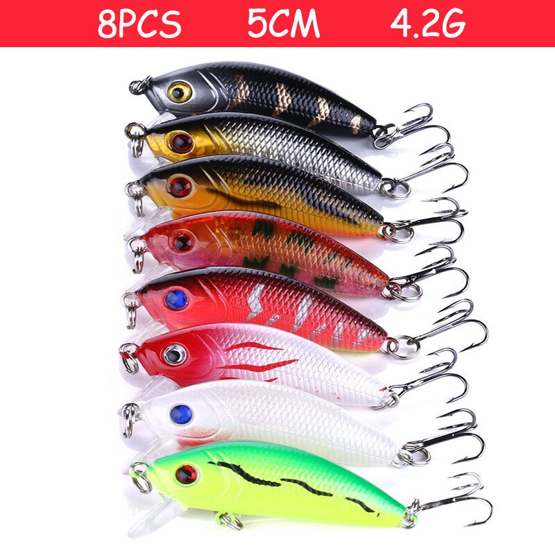 8Pcs Artificial Bait Fishing Lures Kit 50mm 4.2G Hard Fake Sea Carp Luya Fishing Freshwater All for Fishing Gear Fish Accessorie