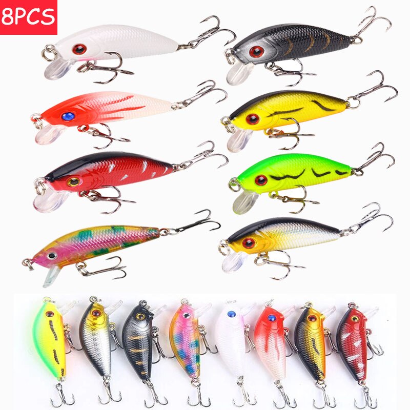 8Pcs Artificial Bait Fishing Lures Kit 50mm 4.2G Hard Fake Sea Carp Luya Fishing Freshwater All for Fishing Gear Fish Accessorie
