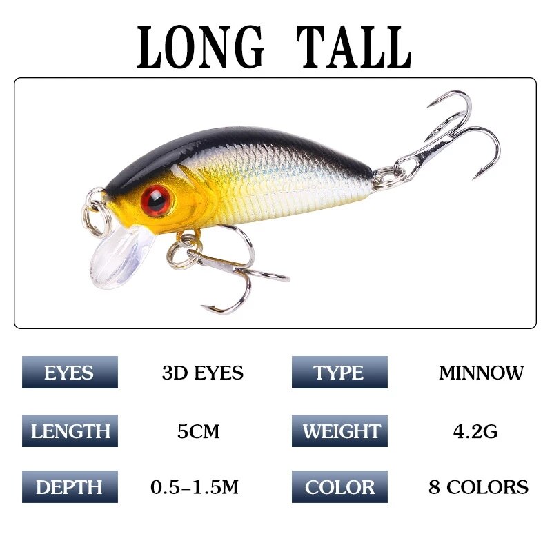 8Pcs Artificial Bait Fishing Lures Kit 50mm 4.2G Hard Fake Sea Carp Luya Fishing Freshwater All for Fishing Gear Fish Accessorie