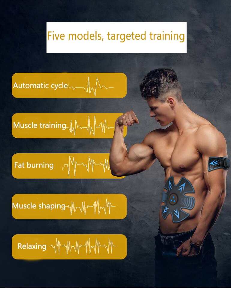 Electric Muscle Stimulator Abdominal Ems Wireless Buttocks Hip Trainer Abdominal Abs Stimulator Fitness Body Slimming Massager
