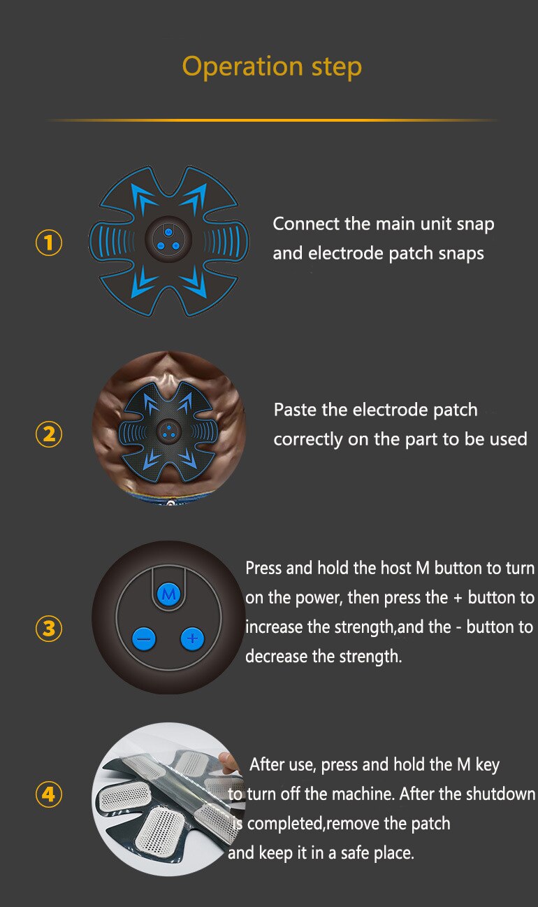 Electric Muscle Stimulator Abdominal Ems Wireless Buttocks Hip Trainer Abdominal Abs Stimulator Fitness Body Slimming Massager