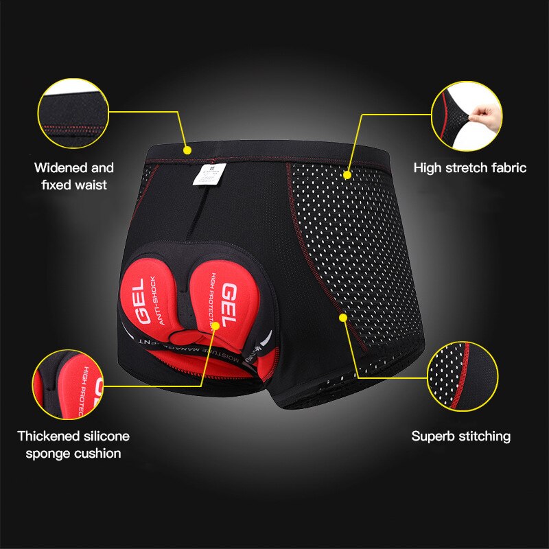 Breathable Cycling Shorts Cycling Underwear 5D Gel Pad Shockproof Bicycle Underpant MTB Road Bike Underwear Man Shorts