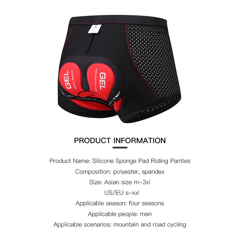 Breathable Cycling Shorts Cycling Underwear 5D Gel Pad Shockproof Bicycle Underpant MTB Road Bike Underwear Man Shorts