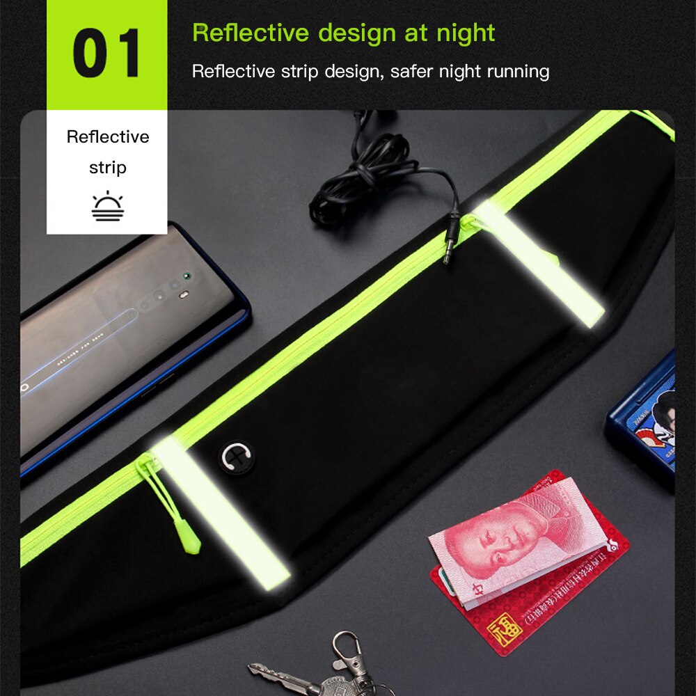 Running Waist Bag Belt Bag Multifunctional Waterproof Sports Pocket Pouch Belt Pack Non-Slip Gym Sports Bags Cycling Phone Bag