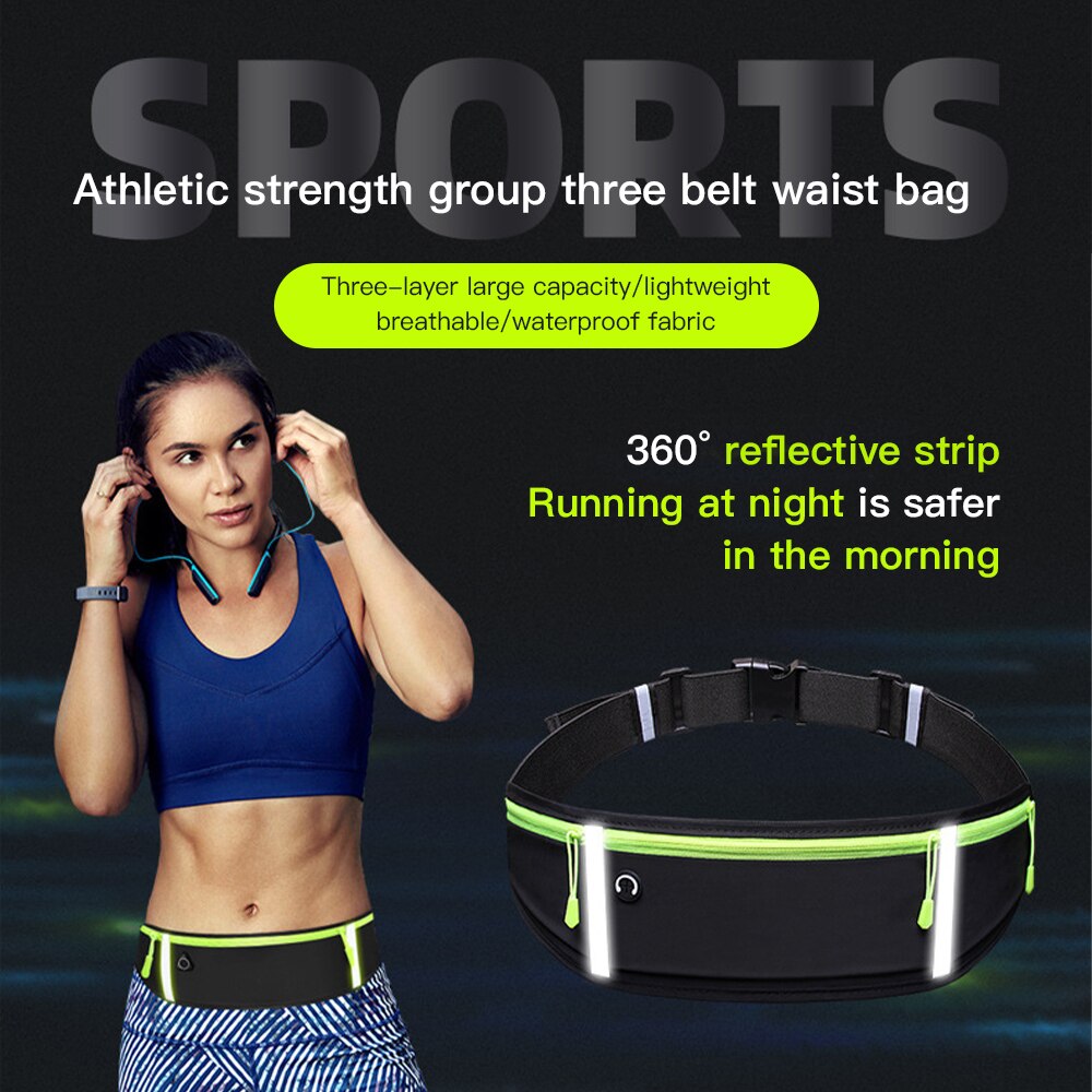 Running Waist Bag Belt Bag Multifunctional Waterproof Sports Pocket Pouch Belt Pack Non-Slip Gym Sports Bags Cycling Phone Bag