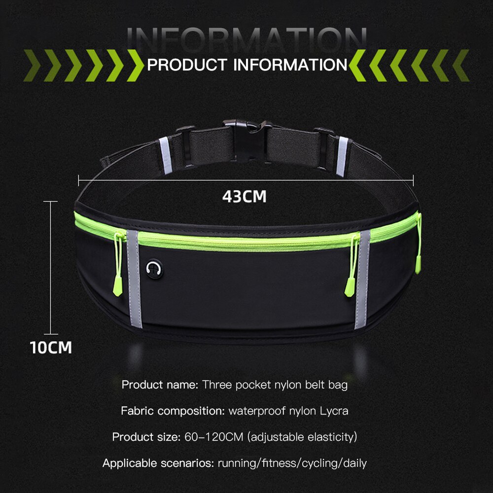 Running Waist Bag Belt Bag Multifunctional Waterproof Sports Pocket Pouch Belt Pack Non-Slip Gym Sports Bags Cycling Phone Bag