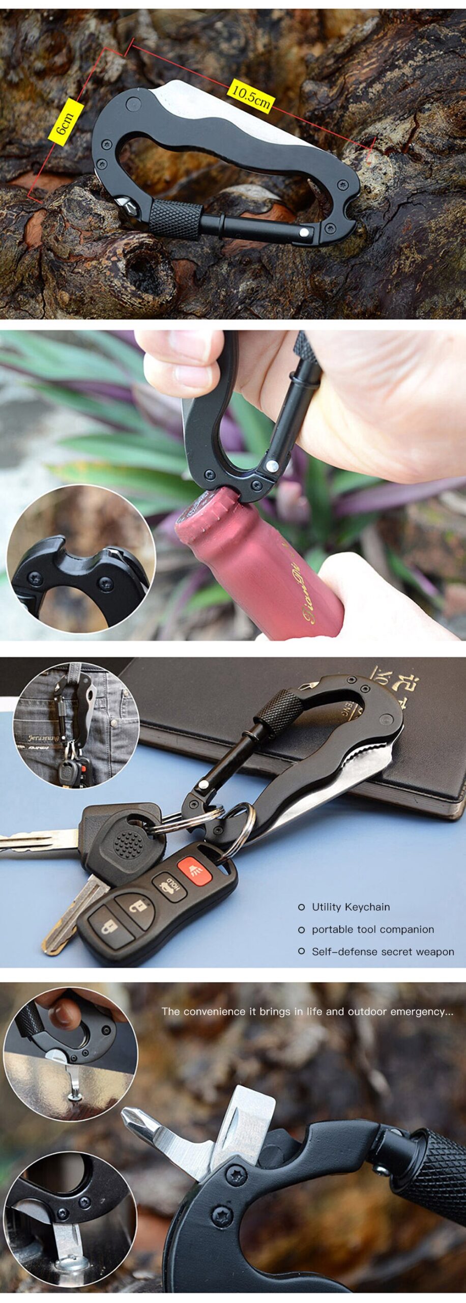 Carabiner Outdoor Multi-Tool Hanging Buckle Camping Hiking Climbing Accessories Keychain Folding Knife Bottle Opener Screwdriver Carabiner Outdoor Multi-Tool Hanging Buckle Camping Hiking Climbing Accessories Keychain Folding Knife Bottle Opener Screwdriver