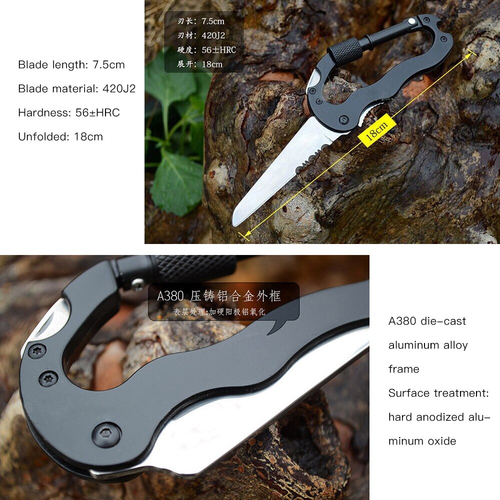 Carabiner Outdoor Multi-Tool Hanging Buckle Camping Hiking Climbing Accessories Keychain Folding Knife Bottle Opener Screwdriver Carabiner Outdoor Multi-Tool Hanging Buckle Camping Hiking Climbing Accessories Keychain Folding Knife Bottle Opener Screwdriver