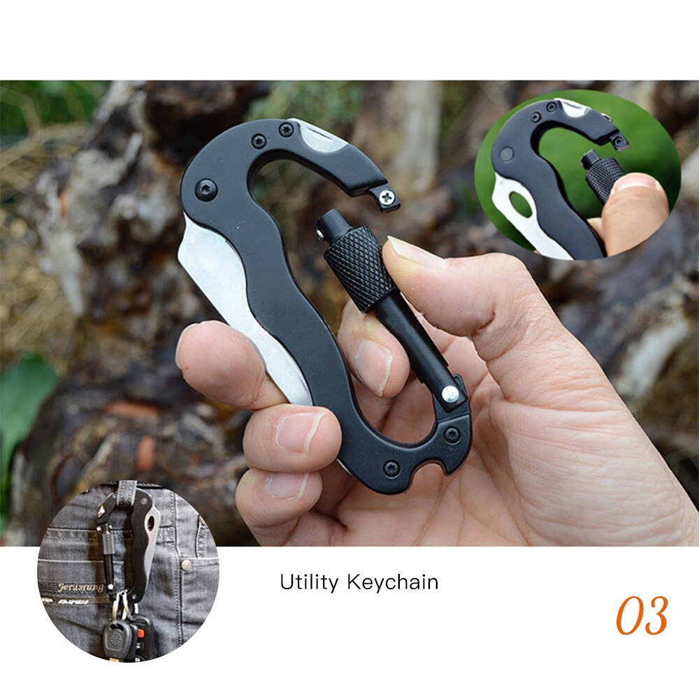 Carabiner Outdoor Multi-Tool Hanging Buckle Camping Hiking Climbing Accessories Keychain Folding Knife Bottle Opener Screwdriver Carabiner Outdoor Multi-Tool Hanging Buckle Camping Hiking Climbing Accessories Keychain Folding Knife Bottle Opener Screwdriver