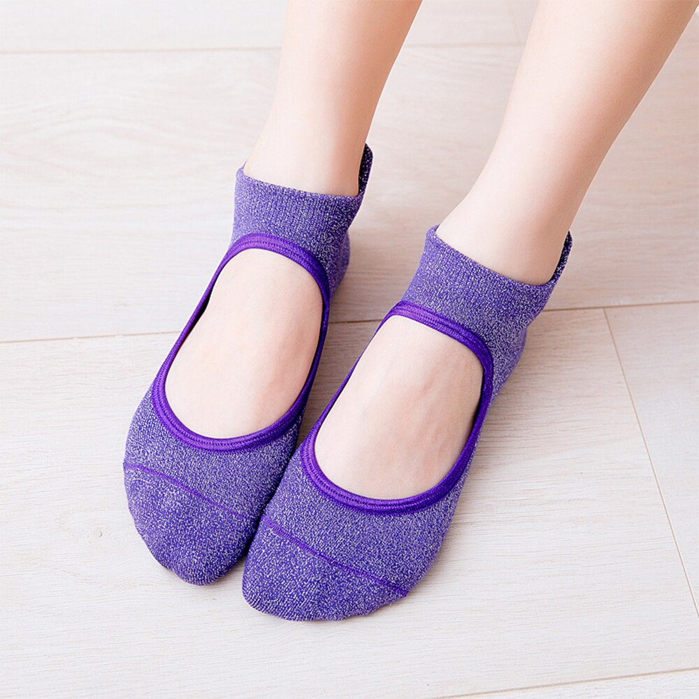 Women Yoga Socks Anti Slip Sports Breathable Pilates Socks Sport Socks Cotton Ballet Heel Protector Dance Socks Slippers